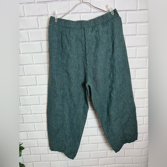 Eileen Fisher Organic Linen green Wide-Leg Trouser Pant/size LP - Picture 4 of 6